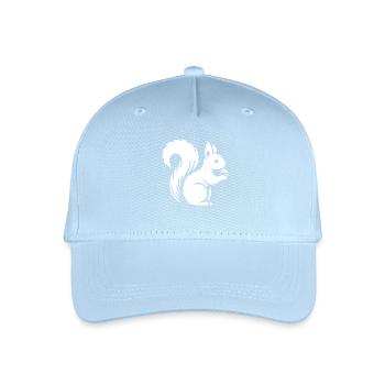 Minimalistische Eichhörnchen Silhouette mit Nuss - Kinder Bio Basecap - Hellblau - Vorne
