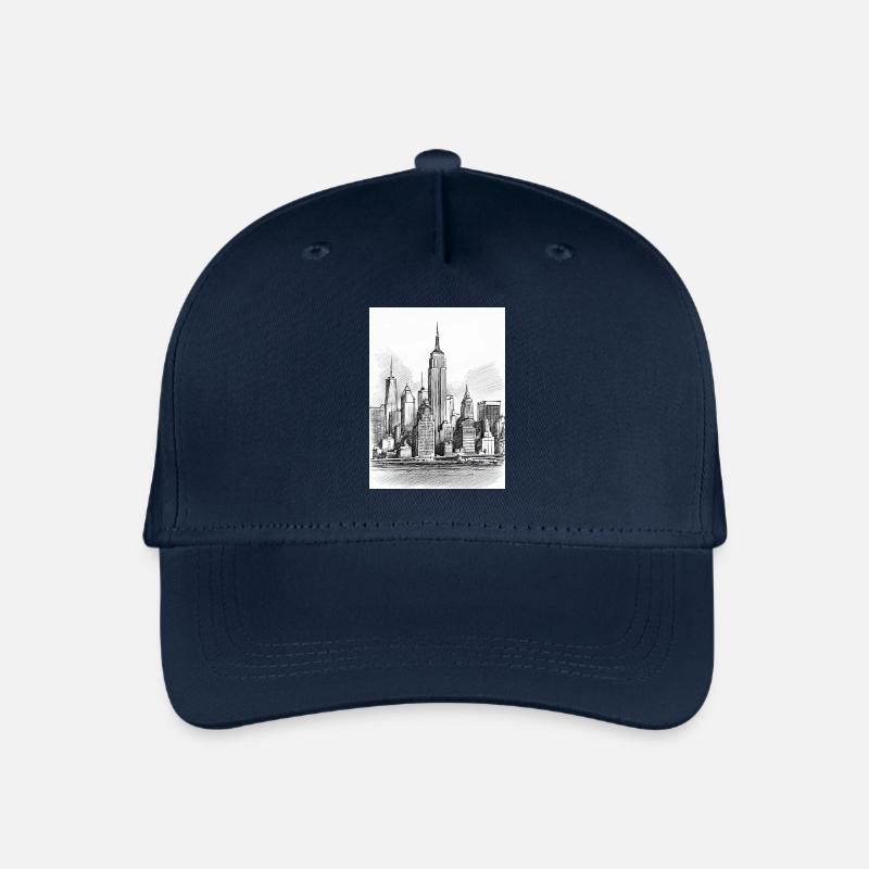 Skyline Handzeichnung - Kinder Bio Basecap - Navy