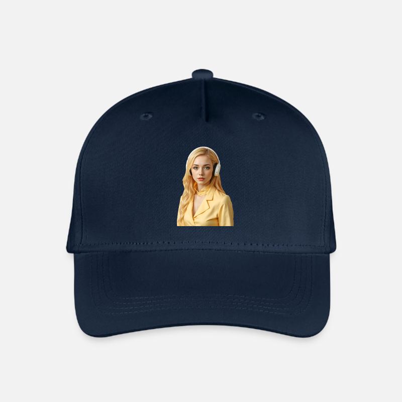 Goldhaariges Gamer-Mädchen mit Kopfhörern - Kinder Bio Basecap - Navy