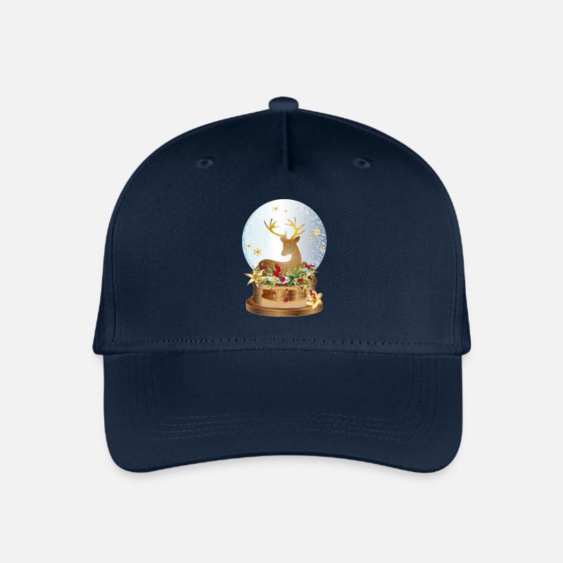 nostalgische Schneekugel mit Hirsch zu Weihnachten - Kinder Bio Basecap - Navy