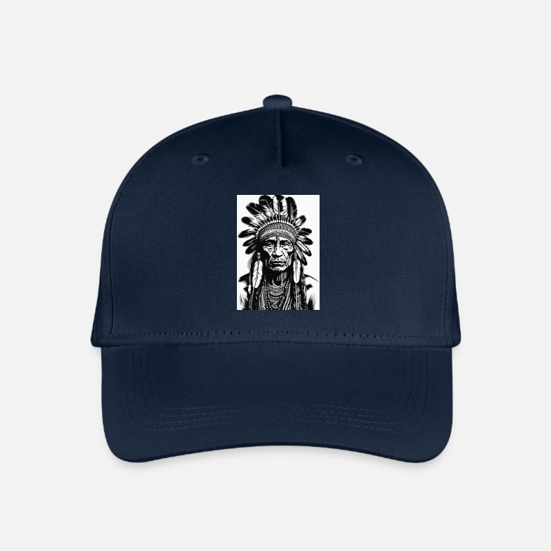 Indigener Häuptlingskopf mit Federschmuck - Kinder Bio Basecap - Navy