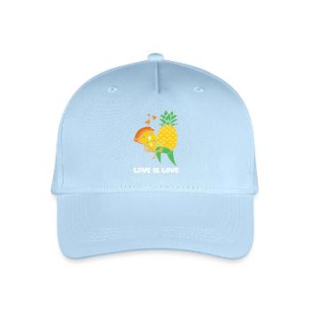 Love Is Love – Hawaiipizza Ananas Design - Kinder Bio Basecap - Hellblau - Vorne