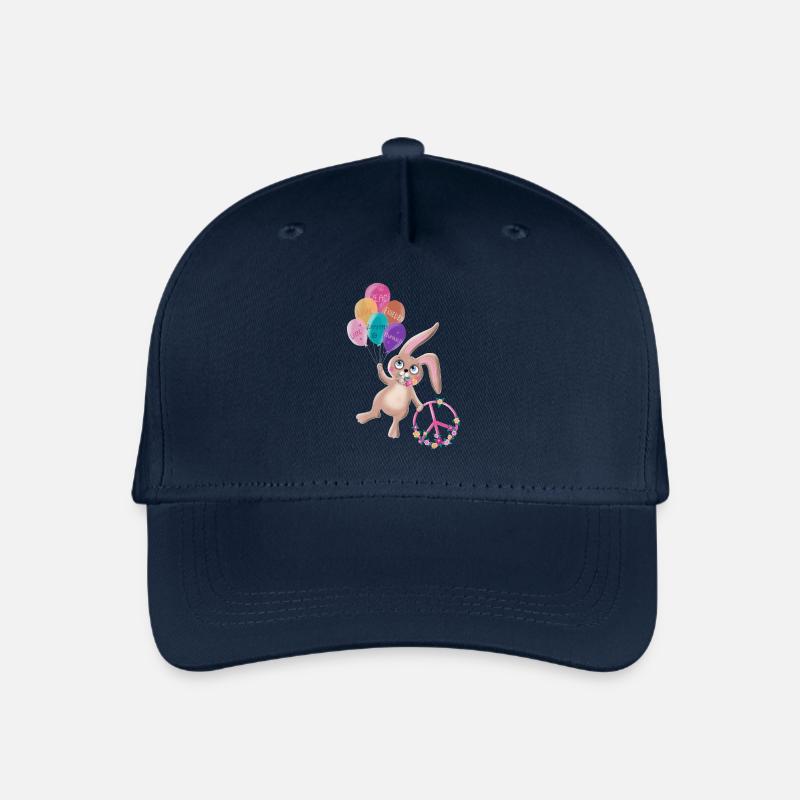 Friedenshase Herbert schwebt für den Frieden - Kinder Bio Basecap - Navy