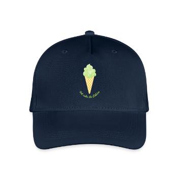 Eis grün Pistazie Pause Sommer coole Quotes Waffel - Kinder Bio Basecap - Navy - Vorne