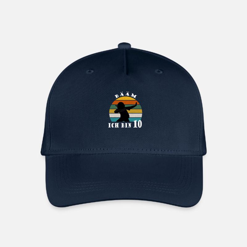 Kinder Dabbing Geburtstagsshirt 10 Jahre - Kinder Bio Basecap - Navy