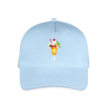 Fruchtiger Eisbecher mit Sahne und Waffel - Kinder Bio Basecap - Hellblau - Vorne