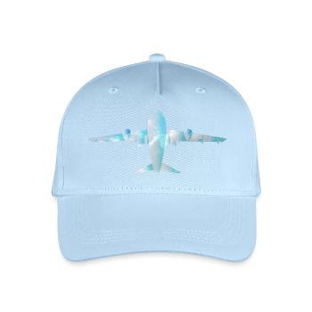 Passagierflugzeug mit Wolkenmuster - Kinder Bio Basecap - Hellblau - Vorne