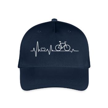 Fahrrad Herzschlag Rad Rennrad fahren EKG Puls - Kinder Bio Basecap - Navy - Vorne