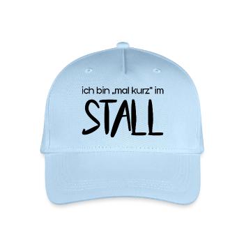 Ich bin "mal kurz" im Stall (schwarz) - Kinder Bio Basecap - Hellblau - Vorne