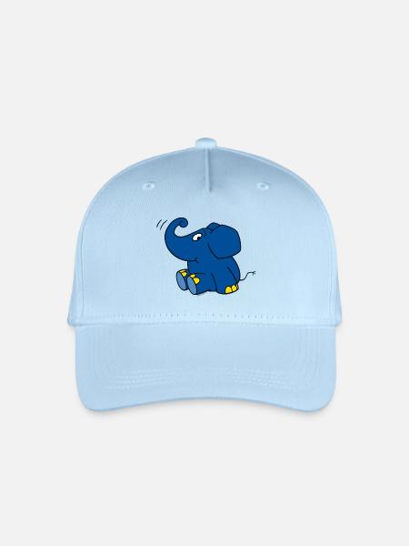 Der Elefant - sitzend - Kinder Bio Basecap - Hellblau