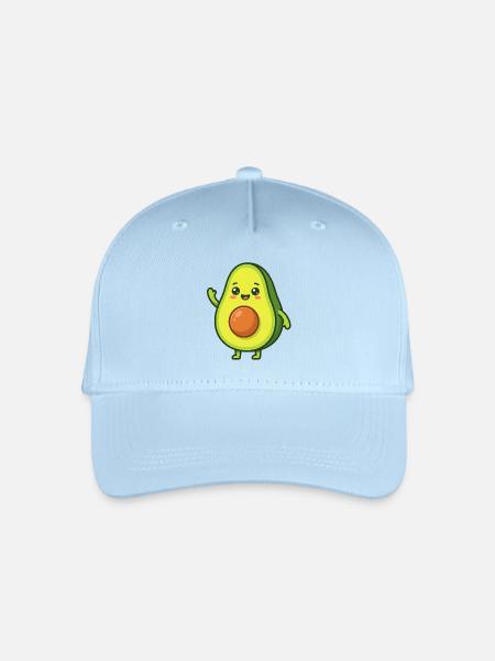 Happy Avocado Cartoon - Kinder Bio Basecap - Hellblau