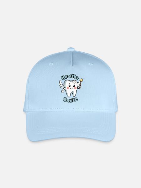 Gesundes Lächeln Zahn Charakter Design - Kinder Bio Basecap - Hellblau