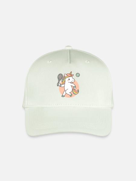 Einhorn Tennis, Kinder Shirt - Kinder Bio Basecap - Helles Mintgrün - Vorne