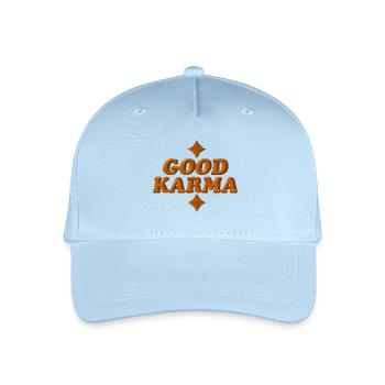 Gutes Karma bestickt - Kinder Bio Basecap - Hellblau - Vorne