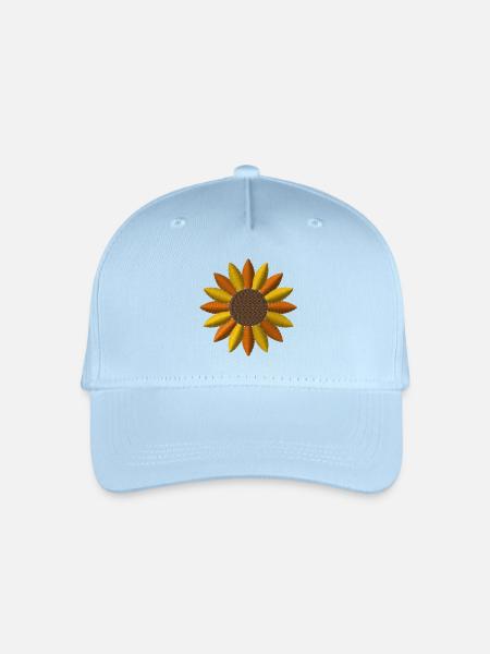 Sonnenblume bestickt - Kinder Bio Basecap - Hellblau