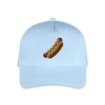 Hot Dog bestickt - Kinder Bio Basecap - Hellblau - Vorne