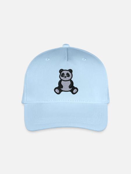 Panda bestickt - Kinder Bio Basecap - Hellblau