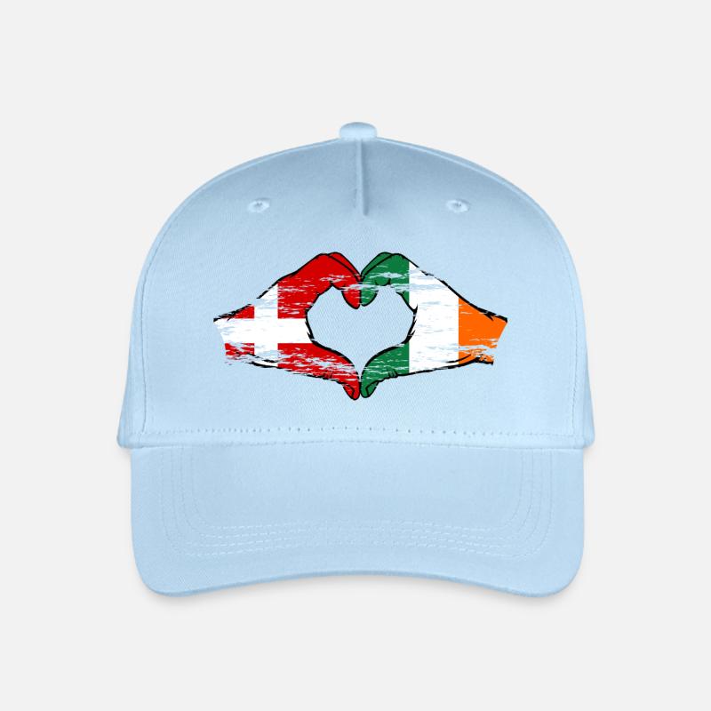 Dänemark Irland Herzform mit Hände used - Kinder Bio Basecap - Hellblau