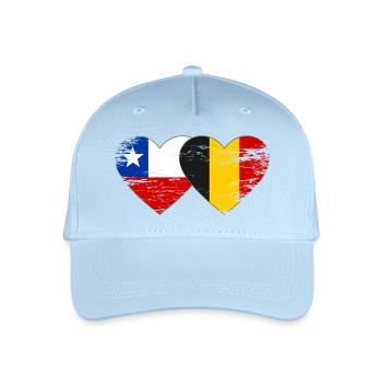 Chile Belgien Flagge Herz - Kinder Bio Basecap - Hellblau - Vorne