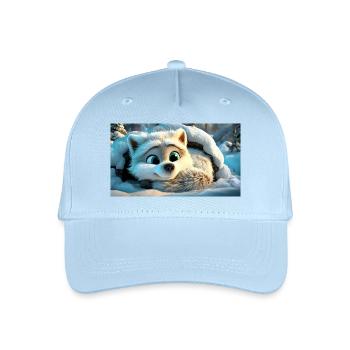 Renard arctique duveteux dans la neige - Casquette de baseball bio Enfant - bleu clair - Devant
