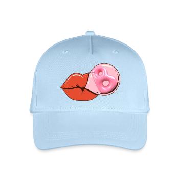 Lèvres embrassantes et bague de beignet - Casquette de baseball bio Enfant - bleu clair - Devant