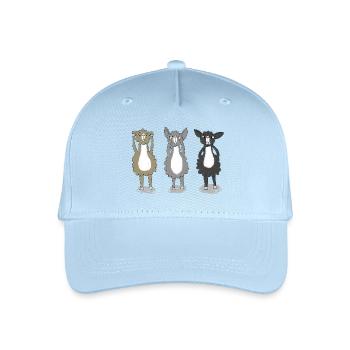 Three llamas - don't hear, don't see, don't talk - Organic Kids’ Baseball Cap - light blue - Front
