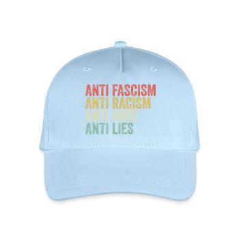 Anti-fascism, anti-racism, anti-hatred, anti-lies - Organic Kids’ Baseball Cap - light blue - Front