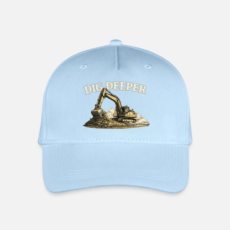 Machine de construction de chantier à excavatrice creuse plus profonde - Casquette de baseball bio Enfant - bleu clair