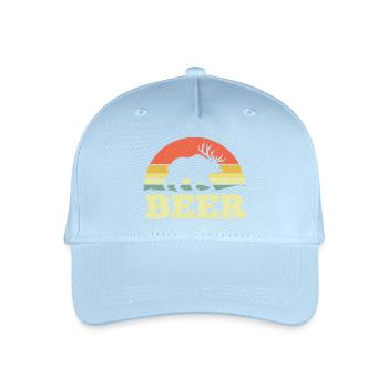 Bär Silhouette Bier Sonnenuntergang Retro - Kinder Bio Basecap - Hellblau - Vorne
