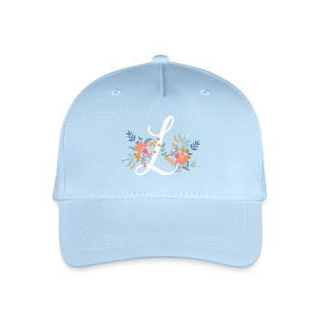 L Typography Floral - Organic Kids’ Baseball Cap - light blue - Front