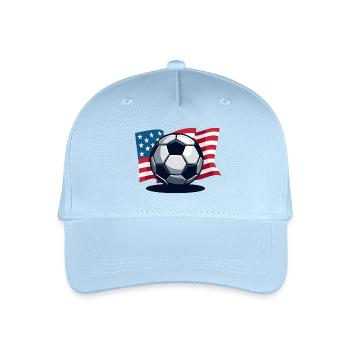 WM USA Fussball Fußballer Amerika Flagge - Kinder Bio Basecap - Hellblau - Vorne