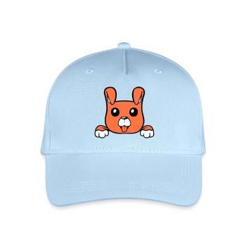 Hund Hinter Mauer Zaun Schild Guckt Glücklich Süß - Kinder Bio Basecap - Hellblau - Vorne