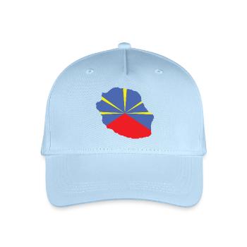 Geschenkidee Flaggenkarte La Réunion 974 - Kinder Bio Basecap - Hellblau - Vorne