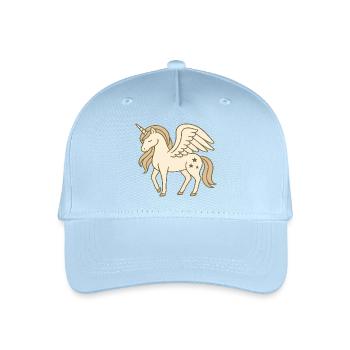 Niedliches geflügeltes Einhorn mit Sternen und Pastellmähne - Kinder Bio Basecap - Hellblau - Vorne
