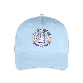 Fröhliches Bunny-Schaukel-Design - Kinder Bio Basecap - Hellblau - Vorne