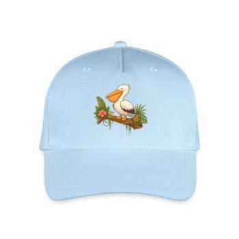 Funny Pelican Tropical Bird Cartoon Motif - Organic Kids’ Baseball Cap - light blue - Front