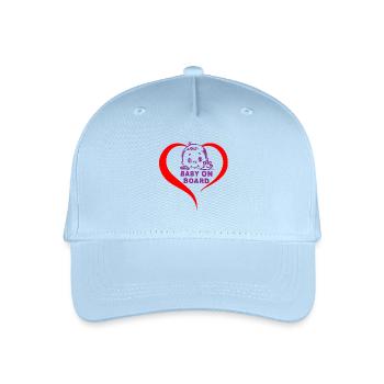Baby an Bord Aufkleber - Kinder Bio Basecap - Hellblau - Vorne