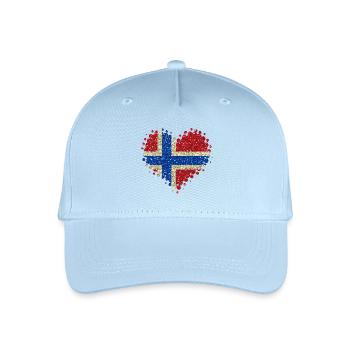 Ich Liebe Norwegen - Fahne Glitzer Nationalfarben - Kinder Bio Basecap - Hellblau - Vorne