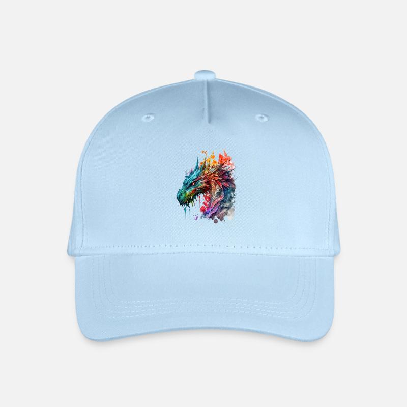 Aquarell Drache - Kinder Bio Basecap - Hellblau