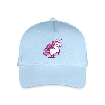 Skurrile Regenbogen Einhorn Illustration - Kinder Bio Basecap - Hellblau - Vorne
