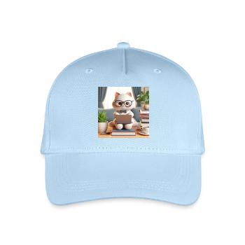 3D-Computer-Katze - Kinder Bio Basecap - Hellblau - Vorne