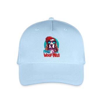 Merry Woof-Noël Basset Chien, Aquarelle - Casquette de baseball bio Enfant - bleu clair - Devant