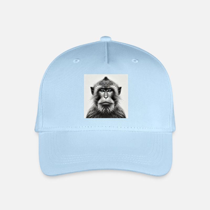 Affe in Graustufen - Kinder Bio Basecap - Hellblau
