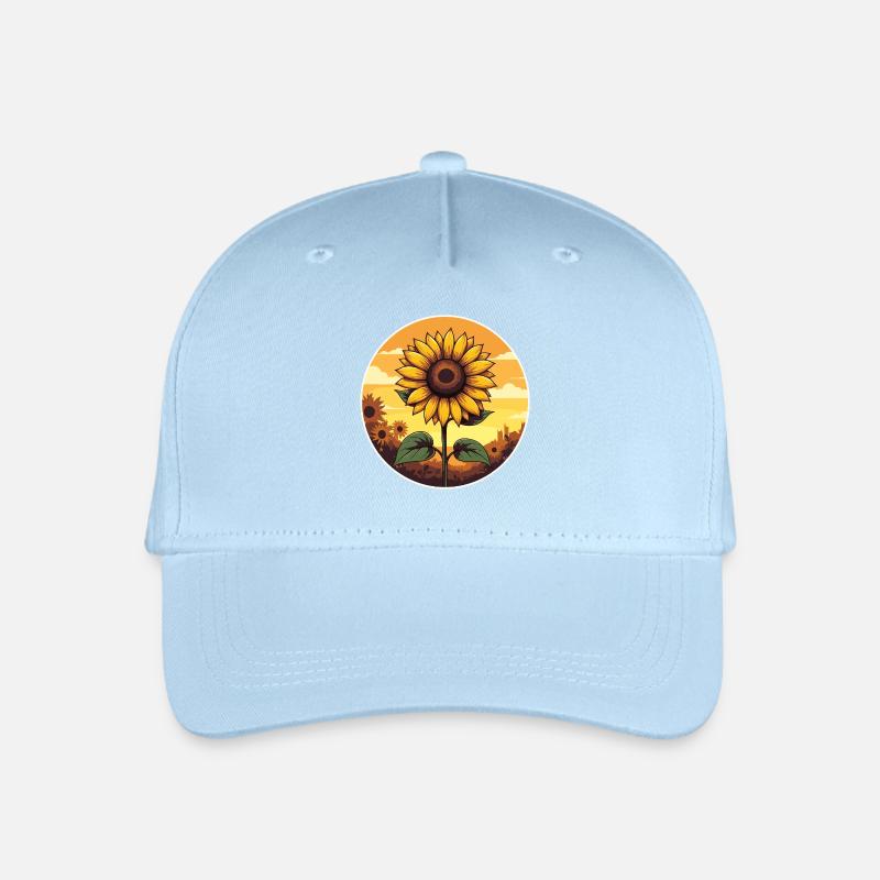 Goldene Sonnenblume Sonnenuntergang Kunst - Kinder Bio Basecap - Hellblau