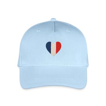 Dreifarbiges blaues, weißes, rotes Herz - Kinder Bio Basecap - Hellblau - Vorne