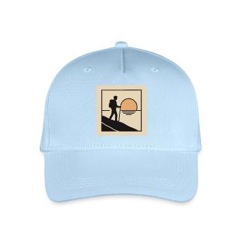 Wanderer auf dem Weg – Sonnenuntergang & Abenteuer - Kinder Bio Basecap - Hellblau - Vorne