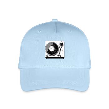 Platine vinyle rétro noir blanc - Casquette de baseball bio Enfant - bleu clair - Devant