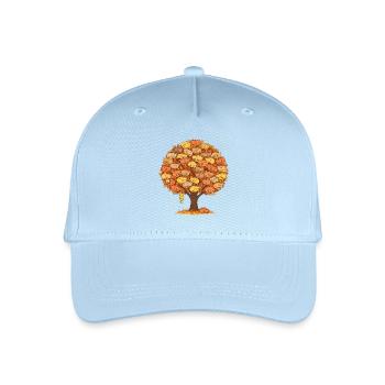 Katzenbaum Herbst - Süße schlafende Katzen Design - Kinder Bio Basecap - Hellblau - Vorne
