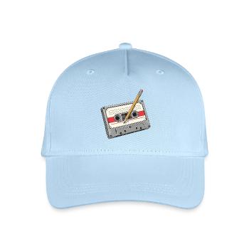 Analogkassette mit Bleistift - Kinder Bio Basecap - Hellblau - Vorne