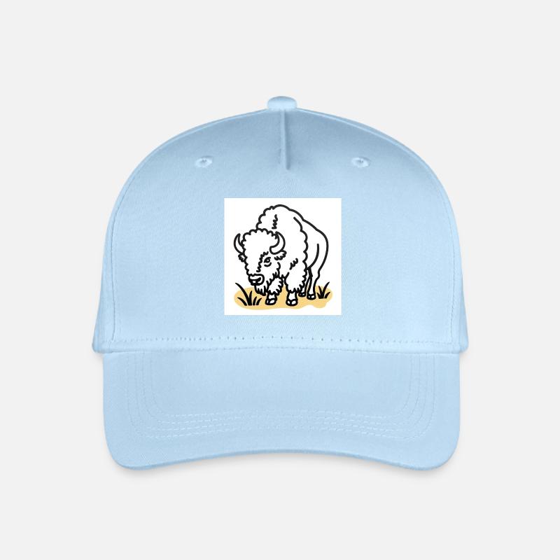 Bison auf gelbem Gras - Kinder Bio Basecap - Hellblau